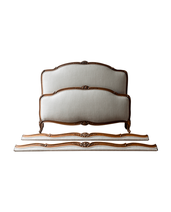 French+Antique+Louis+XV+Style+Walnut+Upholstered+Queen+Bed+fo