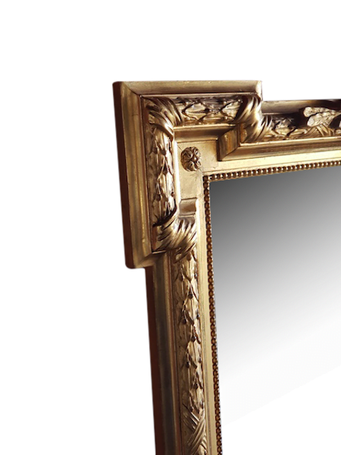 Napoleon III Gold Leaf Mirror with Laurel Wreath and Torch