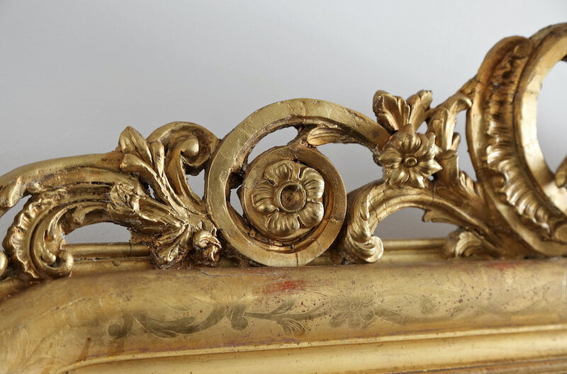 Large Antique French Louis Philippe Mirror Régence Cartouche