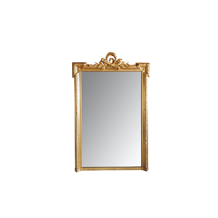 Napoleon III Gold Leaf Mirror with Laurel Wreath and Torch