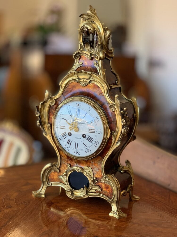 Louis XV Style Tortoiseshell Mantle Clock