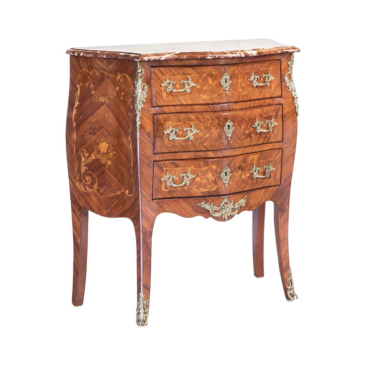 Louis XV Style Marquetry and Tulipwood Commode