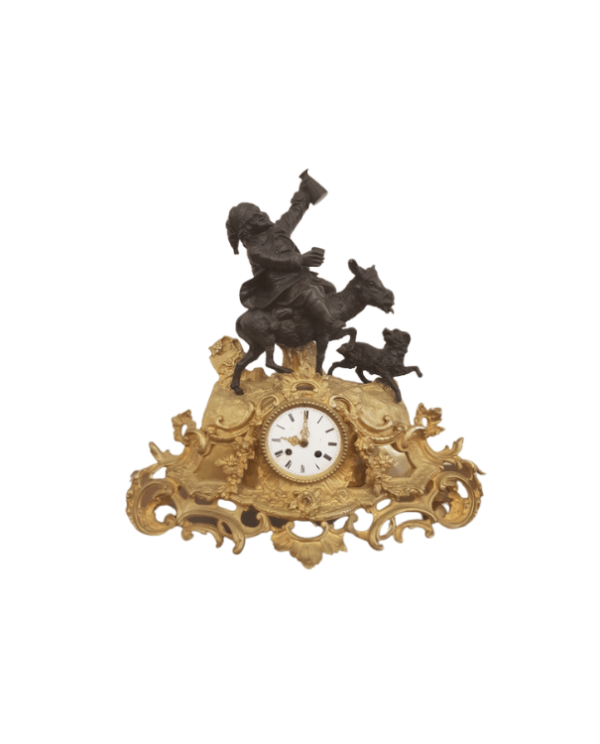 French Louis XV Style Figural Ormolu Clock