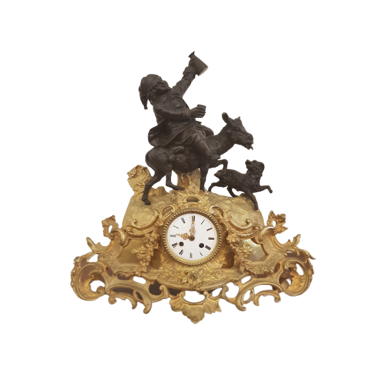 French Louis XV style figural ormolu Clock