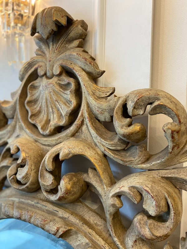 rococo style carved mirror close up 2