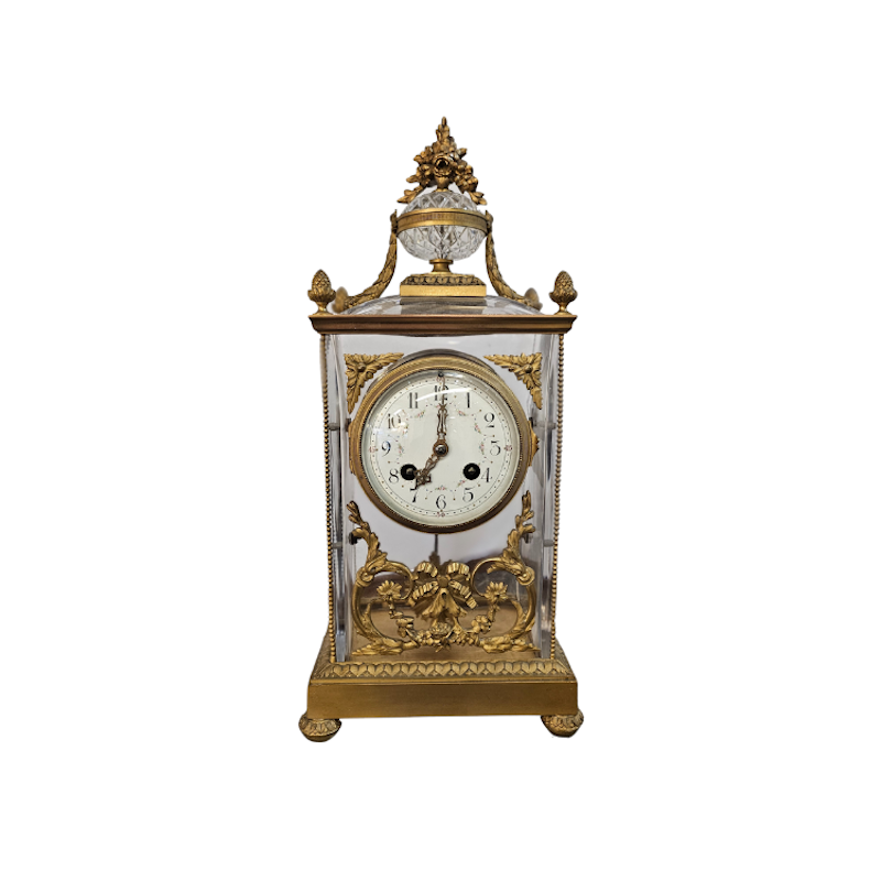 Louis XVI Style Baccarat Crystal Mantel Clock