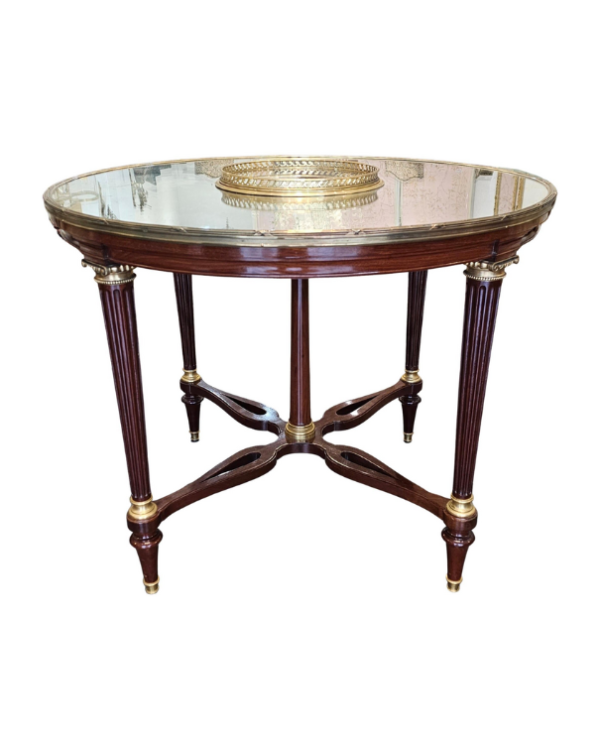 French Antique Louis XVI Style Mahogany & Mirrored Gueridon attributed to Maison Jansen