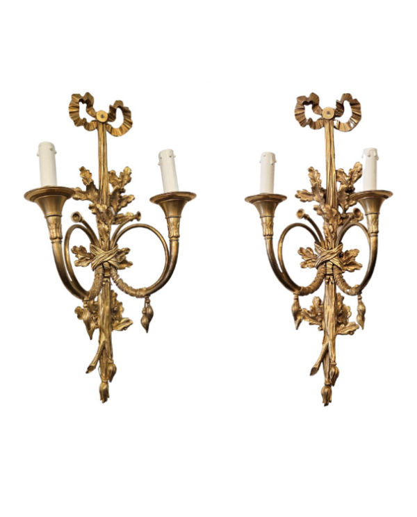 Louis XVI Style Horn/Trumpet Gilt Wall Sconce Lights