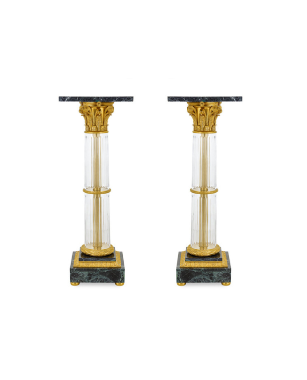 Pair of Italian Neoclassical Glass and Marble Pedestals